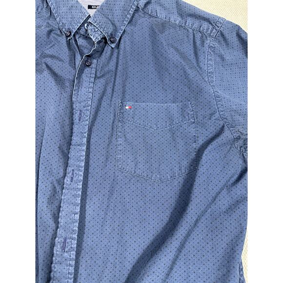 Tommy Hilfiger Men’s Button Down Shirt Blue Micro Dot Print L - Picture 7 of 9